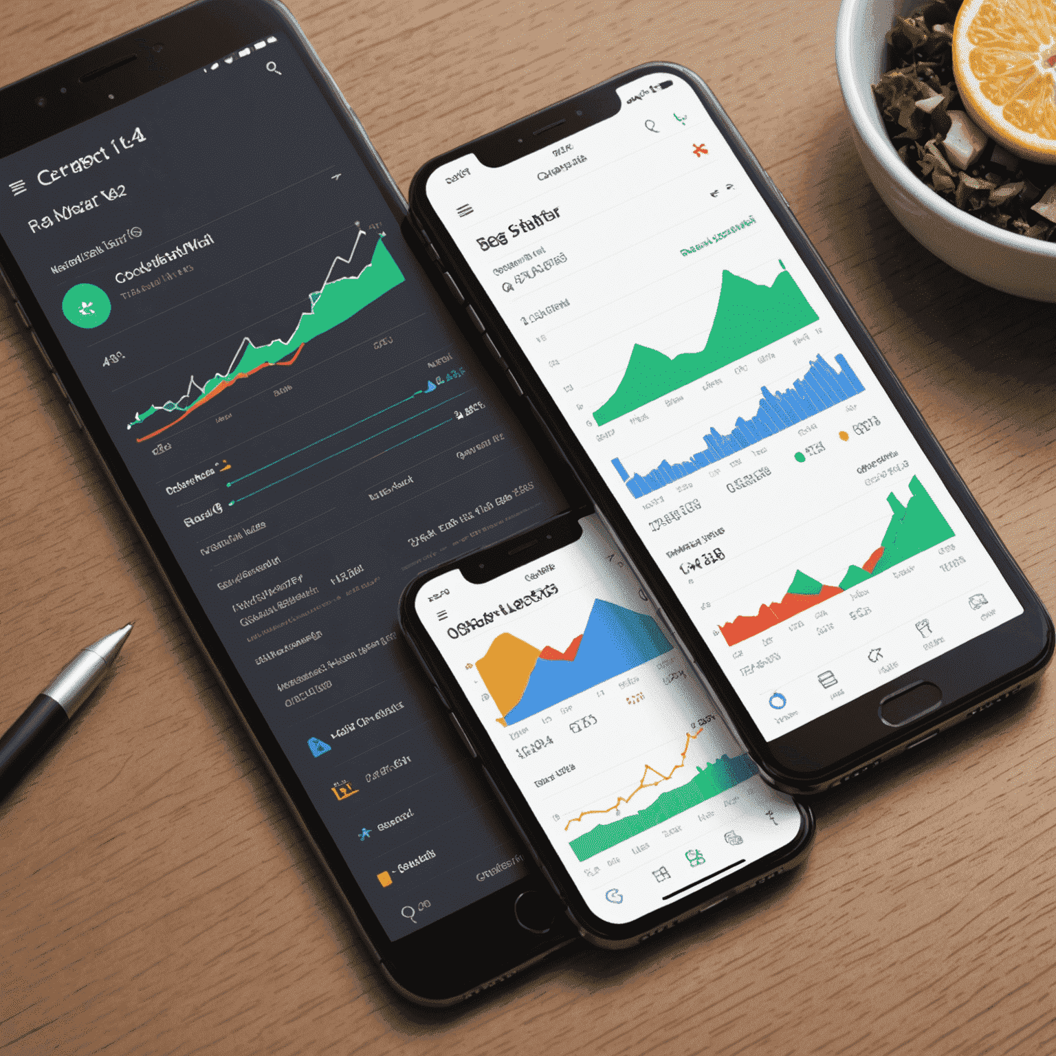 لقطة شاشة لتطبيق يعرض رسومات بيانية ومخططات لاستهلاك البيانات والمكالمات